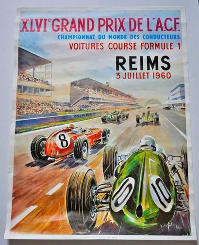 Affiche GP Formule 1 - Reims 1960