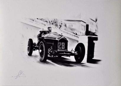 null Yan DENES. GP Monaco 1937 sur Alfa Roméo, signé et contre signé au crayon, numéro...