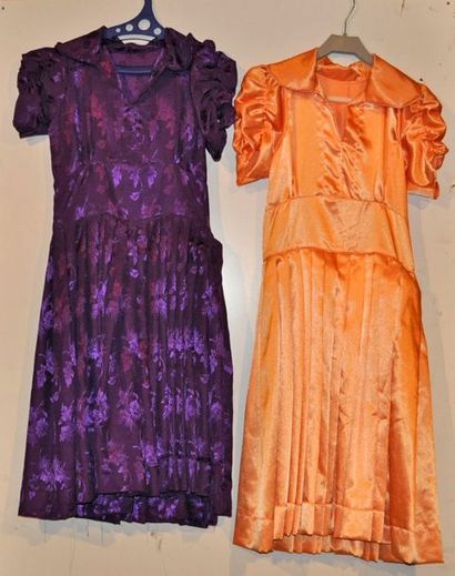 null Lot de 2 robes style Art Déco 1930 violette + orange