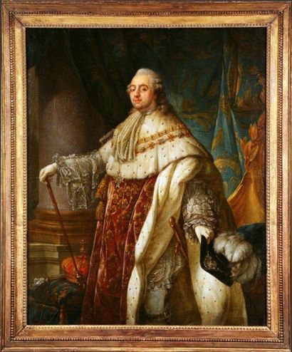null Antoine-François CALLET (1741-1823) Attribué à. Portrait de Louis XVI en costume...