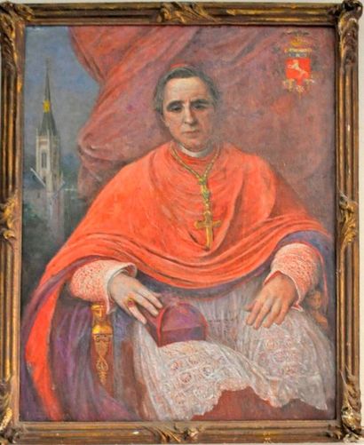 Portrait de cardinal, armorié, vers 1840,...