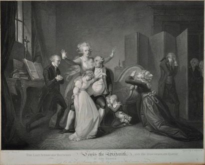 null Séparation de Louis XVI et sa famille au Temple. Par Benazech, gravé par Schiavonetti....