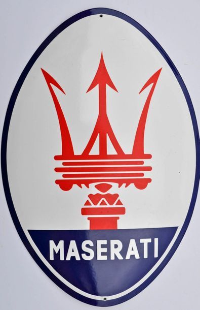 null Maserati. Advertising panel in enamelled sheet metal. 66x46cm
