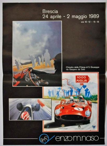 null Lot de 3 affiches Ferrari: 250 GTO, Cognac et Croix en Ternois + Affiche Mille...