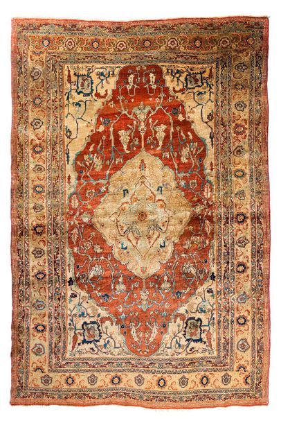 null Exceptional, rare and fine silk HERIZ (northwestern Persia), circa 1870.
An...