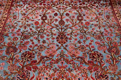 null Magnificent and elegant KACHAN SOOF carpet in silk, in relief on blue silk chains...