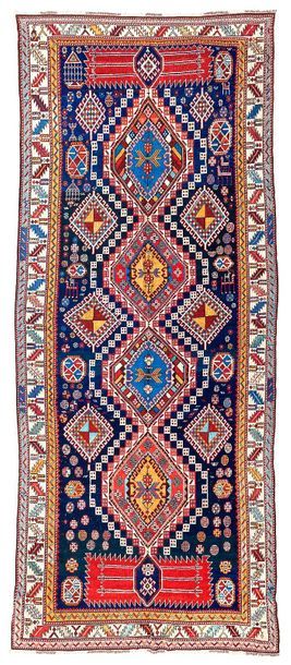 null Important et magnifique tapis KABRISTAN, (Caucase), fin du 19e siècle
Fond bleu...