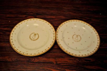 Set of 2 Sèvres porcelain plates with royal...