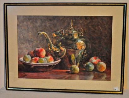 null GAUTIER. Still life. Watercolor. 88 x 52 cm