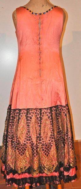 null Robe style Art Déco, couleur rose, dentelle noire et doré + Lot de 2 robes style...