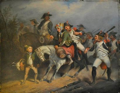 null Hippolyte BELLANGE (Attribué à) La cantinière et les troupes républicaines,...