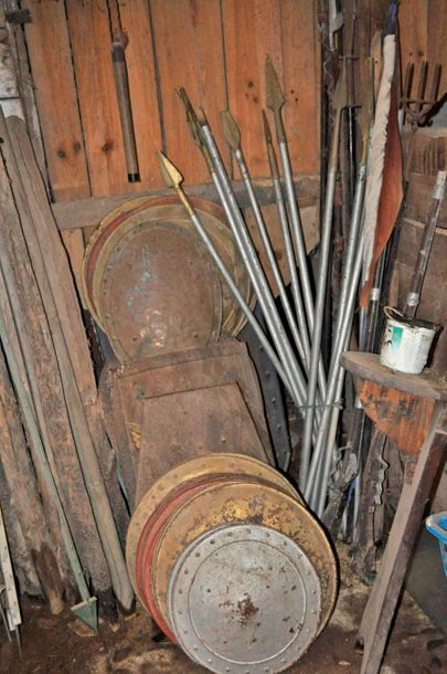 null Set of spears and shield in the Middle Ages style, about 30 pieces