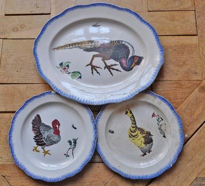  1 dish and two plates model ROUSSEAU by BRACQUEMONT (accidents)