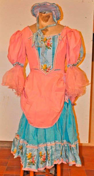 null Blue and pink dress, late 18th century style