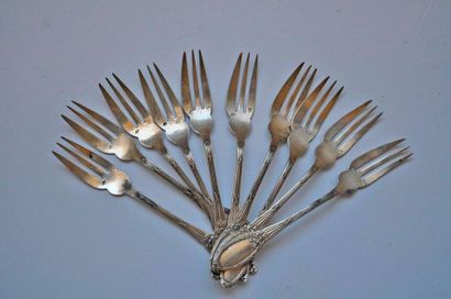 10 silver cake forks, 250 gr. approx.