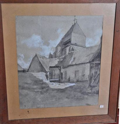 null Emile MAUROIS. Semur en Auxois. Charcoal, signed lower left. 45x39cm