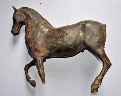 null Horse. Sculpture in lost wax bronze, object of excavation, Mediterranean basin,...