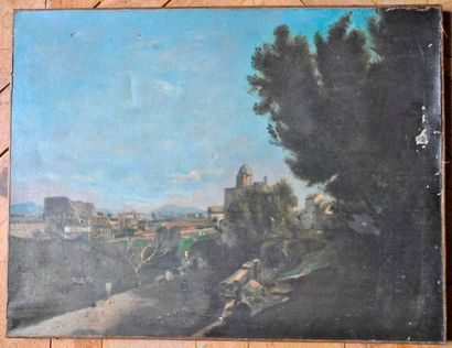 null Léa Joseph. View of Rome. Oil on canvas signed lower left, after Harpignies...