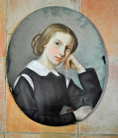 Ecole française XIX°. Portrait de jeune fille...