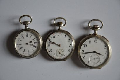null Lot de 6 montres: 2 montres chronomètre Alpes, vers 1900, en argent + Montre...
