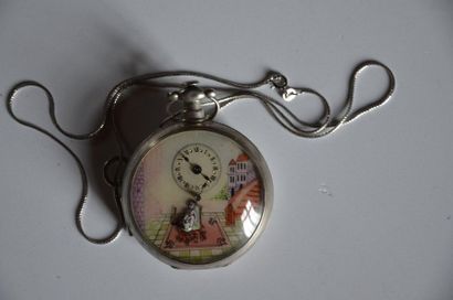 null Montre érotique pour le marché chinois vers 1930, d'apparence amusante à personnages...