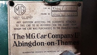 MG YT Tourer - 1952 Serial number: 2887
Estate Collection F. Purchased in 2001
Carte...