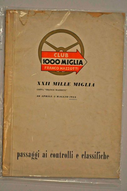 null 1000 Miglia 1955. Document exceptionnel (liste des engagés) + 4 calendriers...