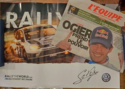 null Poster Volkswagen Motorsport WRC 2013 + autographe Sébastien Ogier