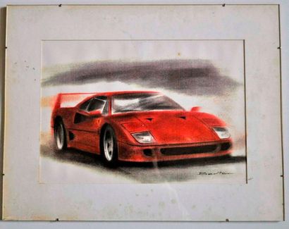 BERTON. Ferrari F40, Lithographie signée