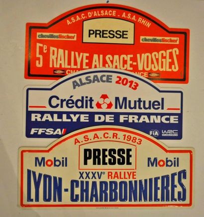 null Lot de 3 plaques de rallye diverses: 5eme rallye Alsace-Vosges, Rallye Lyon...