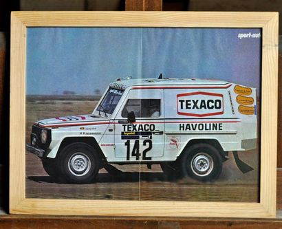 null Mercedes 280 G Texaco, Ickx - Brewer. Paris Dakar. Framed poster. 30x40cm