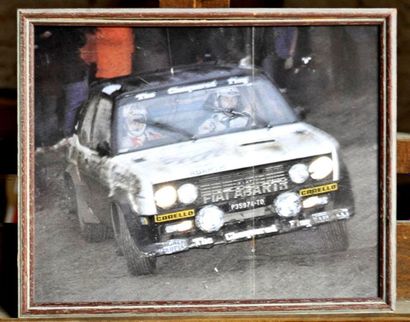 null Fiat 131 Abarth, The Chequered Flag. Framed poster. 23x30cm