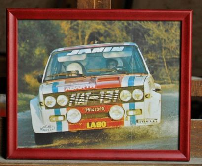 null Fiat 131 Abarth, Mr. Mouton. Framed poster. 25x30cm