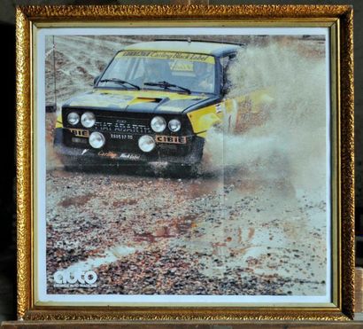 null Fiat 131 Abarth, Carling Black Label. Framed poster. 40x45cm