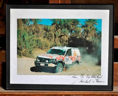 null Toyota Total Paris Dakar N° 308, V. Ickx. Signed framed poster. 25x30cm