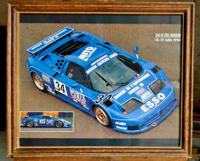 null Bugatti EB 110, Le Mans 1994. Framed poster. 50x60cm