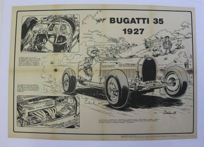 Bugatti 35, 1927, Jidehem 1975. Canvas poster....