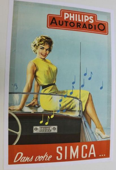 Simca Philips Car Radio. Canvas poster. ...