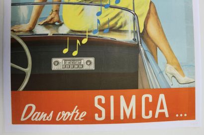 null Simca Philips Car Radio. Canvas poster. 116x77cm