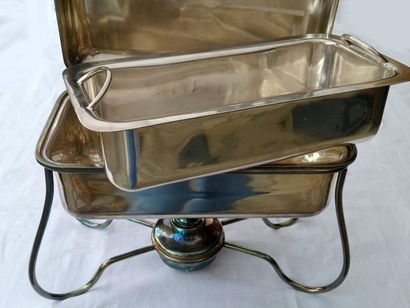 null White metal table warmer. FELIX FRERES numbered and marked white metal. Length....
