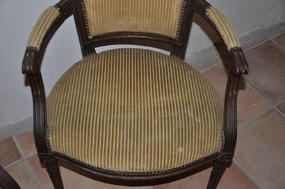 null Pair of armchairs with gendarme hat backs. Old Louis XVI work (accidents)