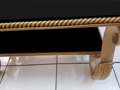 null 
Robert MERCERIS. Wrought iron coffee table, circa 1940. 2 recent black painted...