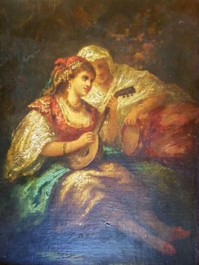 null Louis DEVEDEUX 1820-1874. Au harem. Huile sur toile 33 x 24 cm, trace de signature...