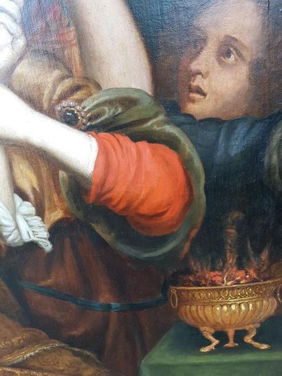 null Ecole Italienne du XVIIe siècle. "La mort de Cléopâtre" Huile sur toile 117...
