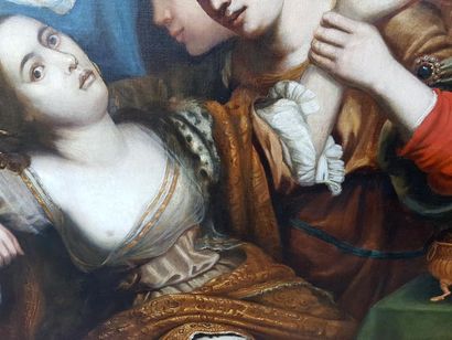 null Ecole Italienne du XVIIe siècle. "La mort de Cléopâtre" Huile sur toile 117...