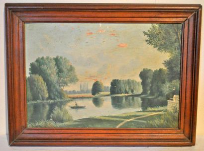 null H. BRAGARD. Landscape. 2 Oils on panel. 45 x 31 cm. Signed lower left