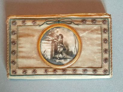 null Small wallet, with a miniature in grisaillerie in the center - (small wear on...