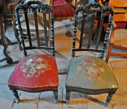 null Paire de chaises Napoléon III, tapisserie au petit point