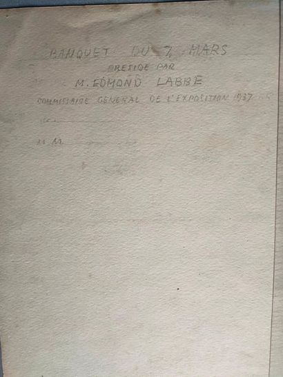 null Deux dessins - Projet pour l'Exposition Internationale de 1937 - Trentième banquet...
