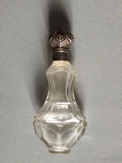 null Crystal salt bottle silver mount - H: 11 cm